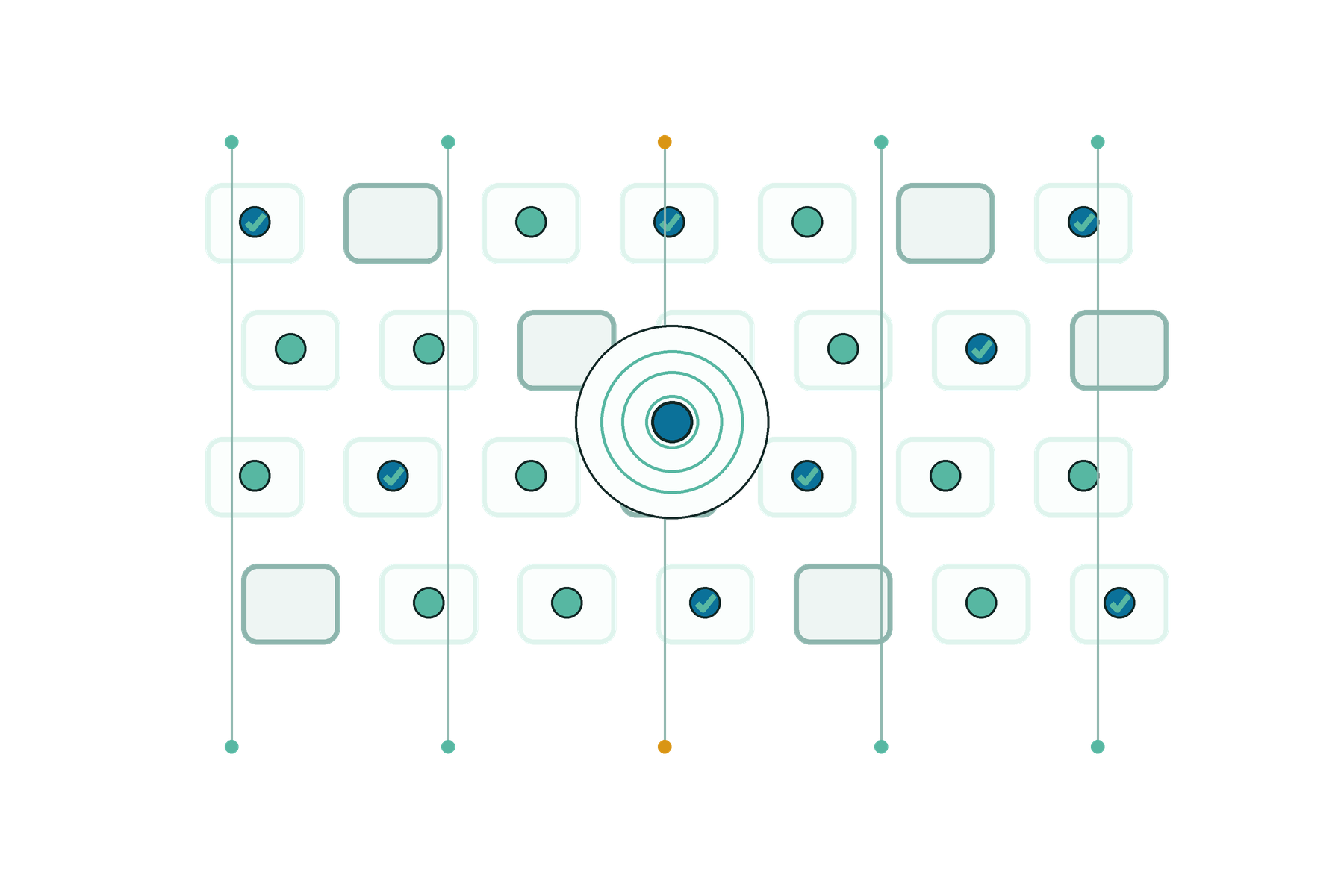 A field of connected registry cells